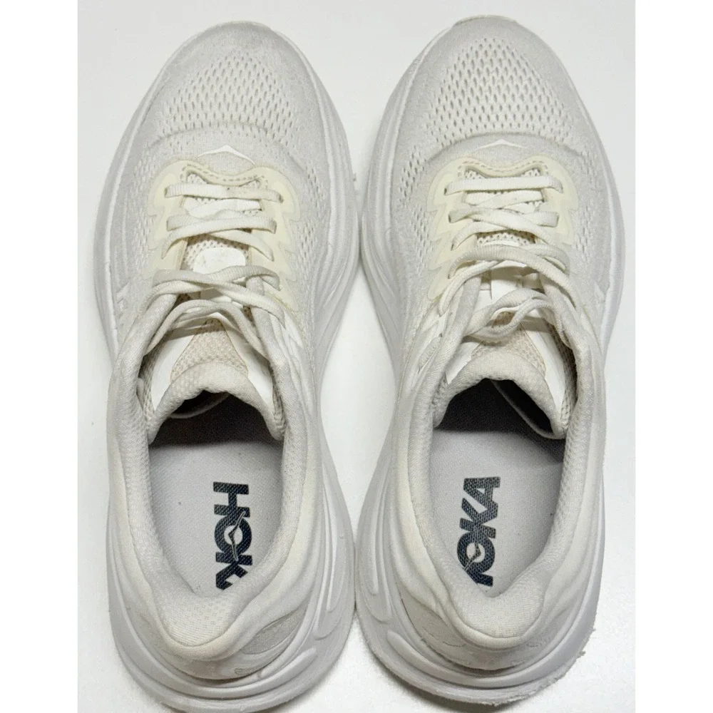 Hoka Bondi 9 White Running Shoes Womens 10B Low Top Sneakers 1162012 WWH